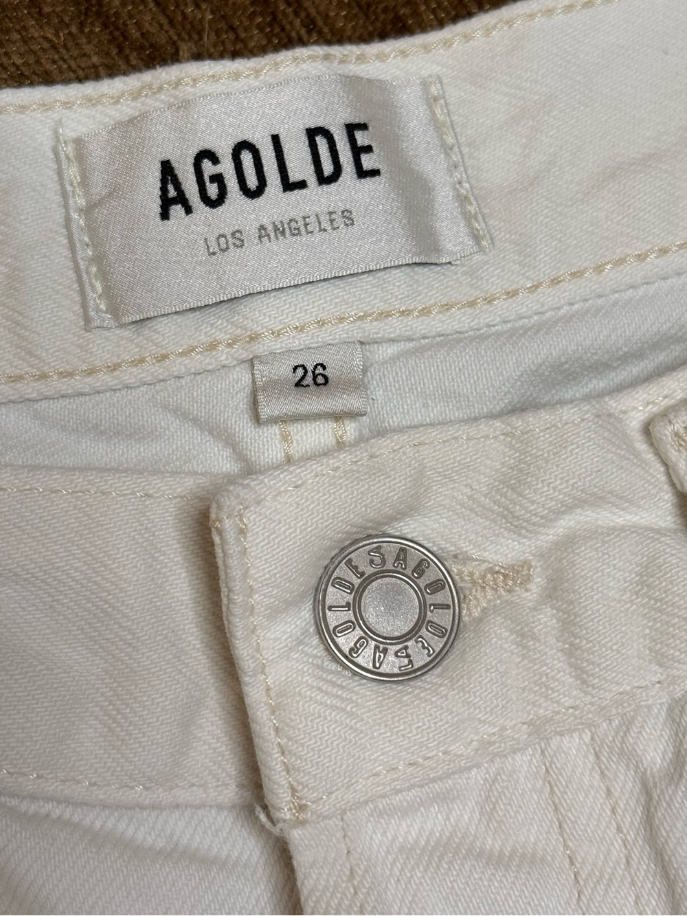 Agolde Parker White Frayed Hem Denim Shorts - Picture 4 of 5